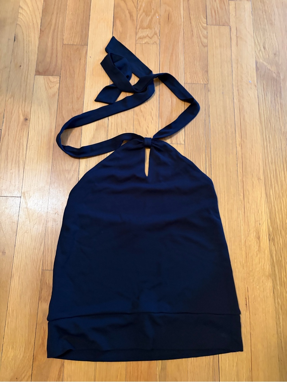 LOFT Black Halter Tie-Neck Top